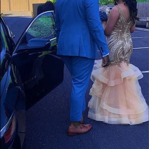 Jovanni Champagne Mermaid Dress